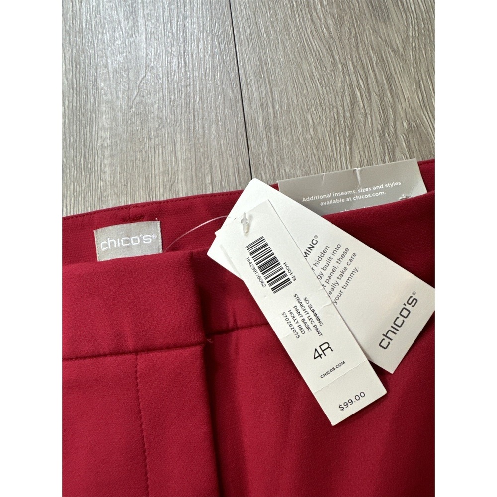 Chico's So Slimming Straight Leg Pants Women's‎ 4 US 20 Red Stretch New $99.00